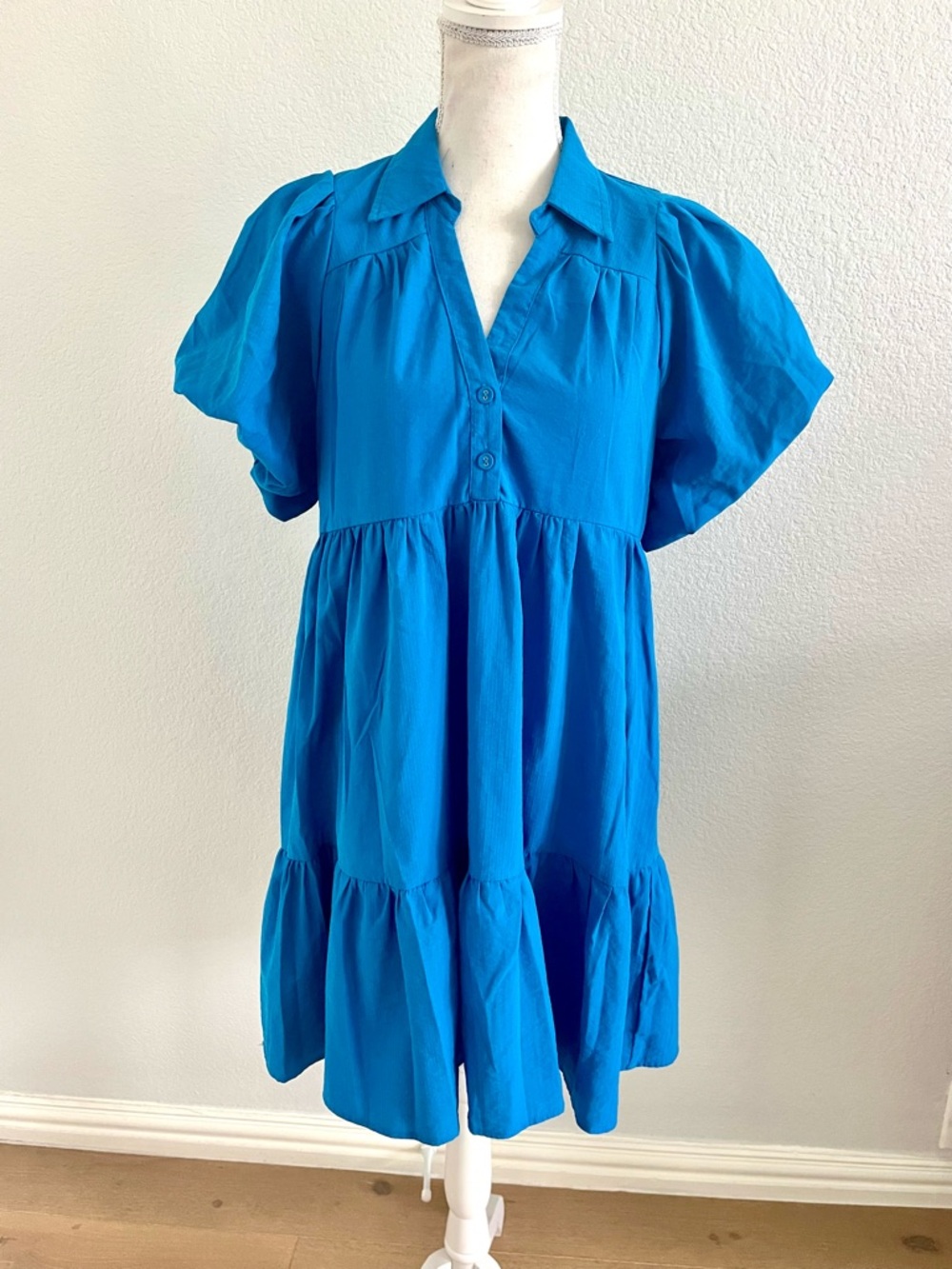 Umgee Bright Blue Tiered Mini Dress
